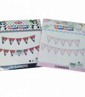 BANDERAS P/CUMPLE D/PANDA 12PCS 102807