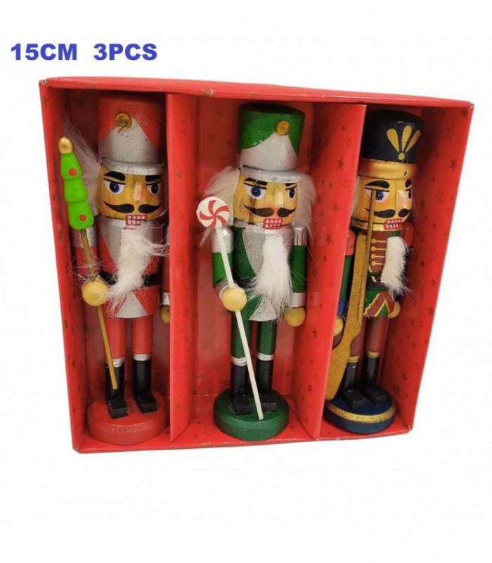 SOLDADO MADERA 3PCS NAVIDAD15CM 120955