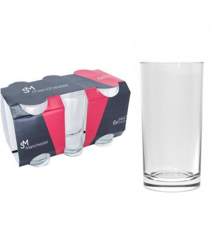 VASO DE VIDRIO SM 6PCS 300ML MANCHESTER 62844