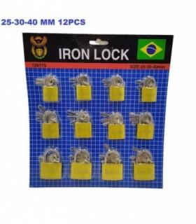 CANDADO CART 12PCS 25-30-40MM IRON LOCK 126775
