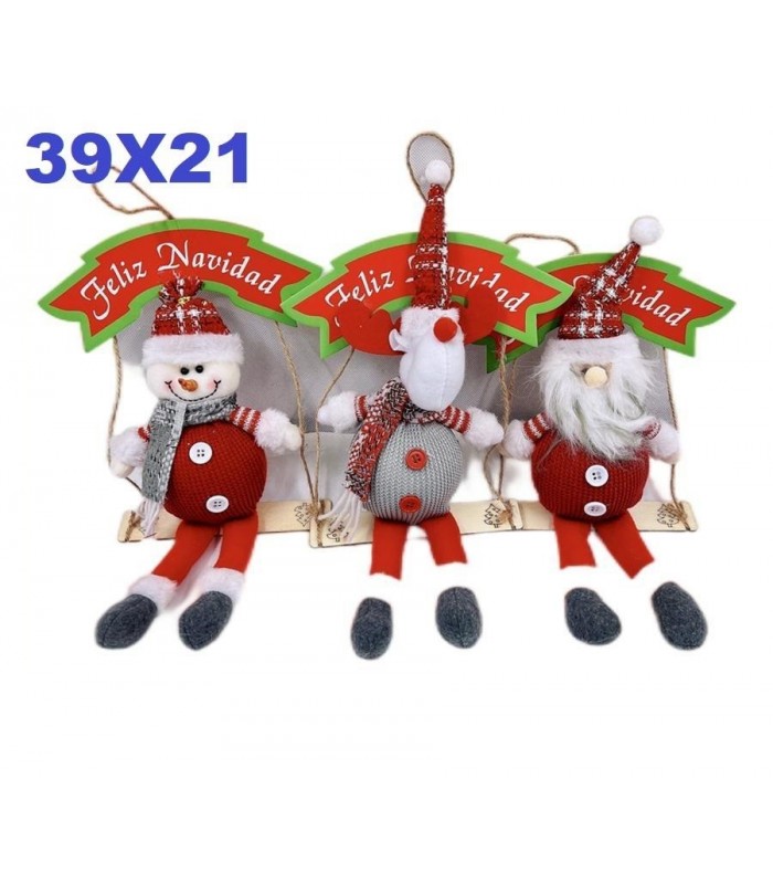 ADORNO FELIZ NAVIDAD PELUC.39X21CM 3D COLG.127445