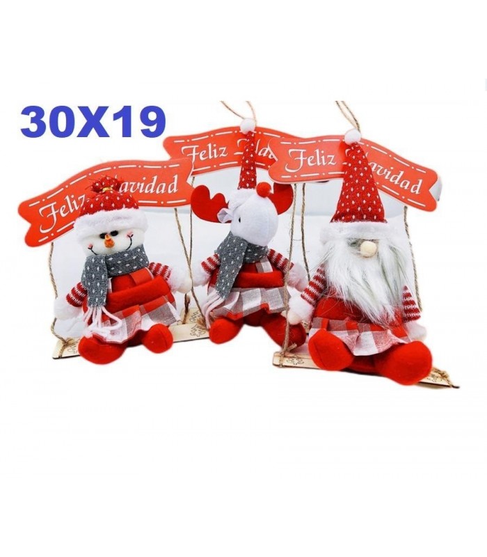 ADORNO FELIZ NAVIDAD 30X19CM 3DIS.COLG 127448