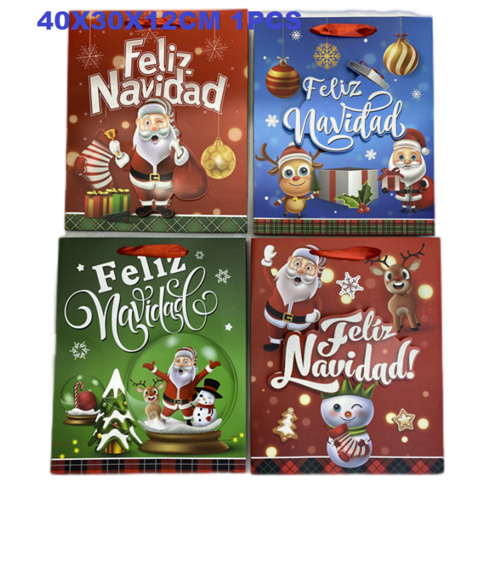 BOLSA D-REGALO 40X30X12CM FELIZ NAVIDAD 127627