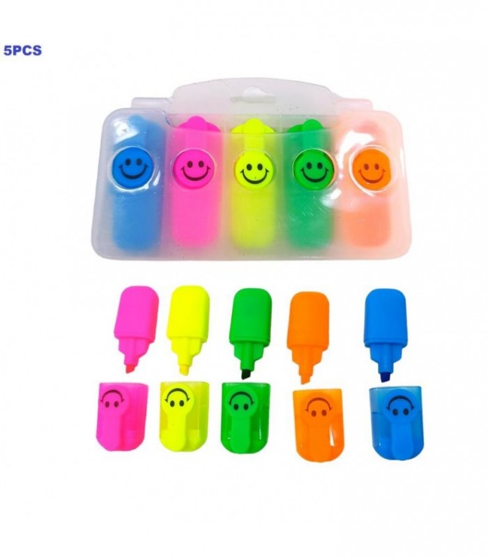 MINI PINCEL ILUMINADOR 5PCS CARITA FELIZ 93683
