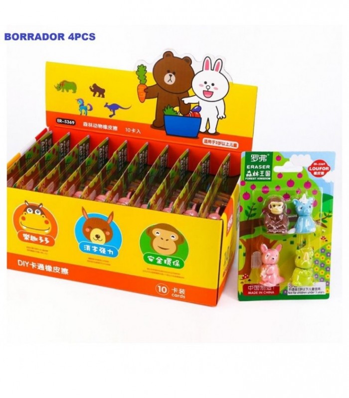 BORRADOR CART.4PCS ANIMAL ER-5369