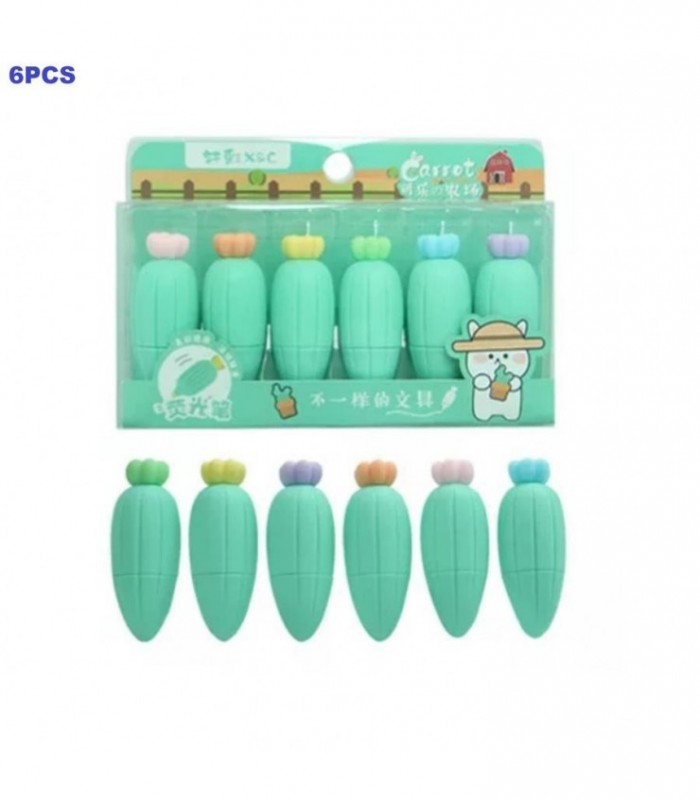 MARCADOR MINI ZANAHORIA 6PCS VERDEXC-016