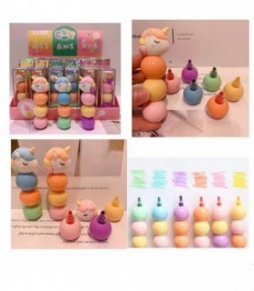 MARCADOR MINI 1PC 3X1 UNICORNIO 4PCS XC-013