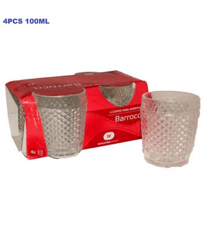 MINI VASO 4PCS VIDRIO 100ML BARROCO WHEATON 33735