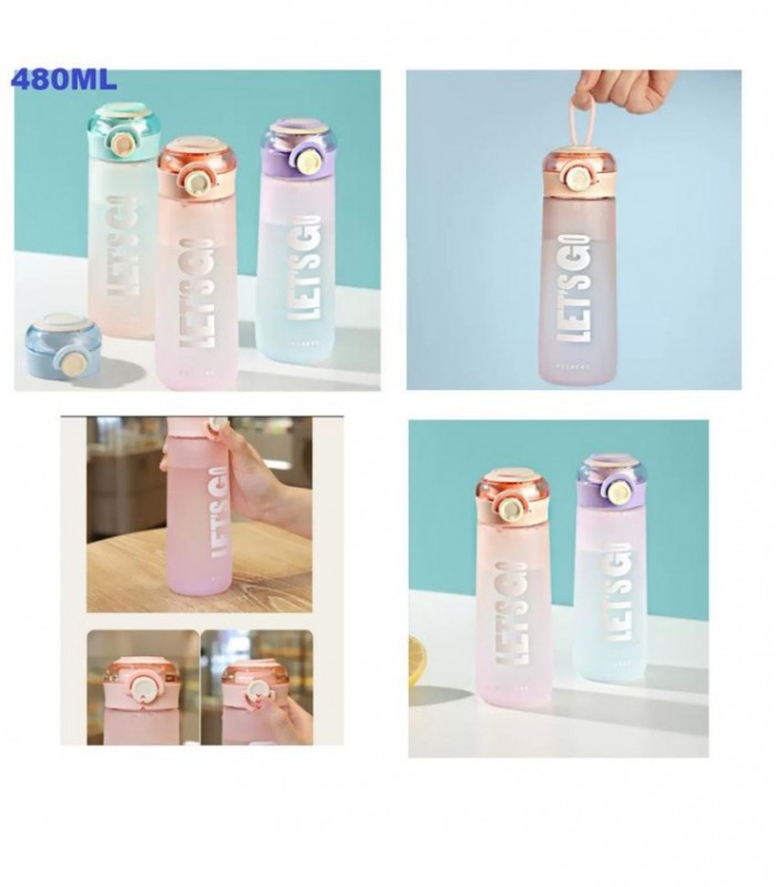 GARRAFA PLAST.P-AGUA 480ML 4C LETSG SL7035