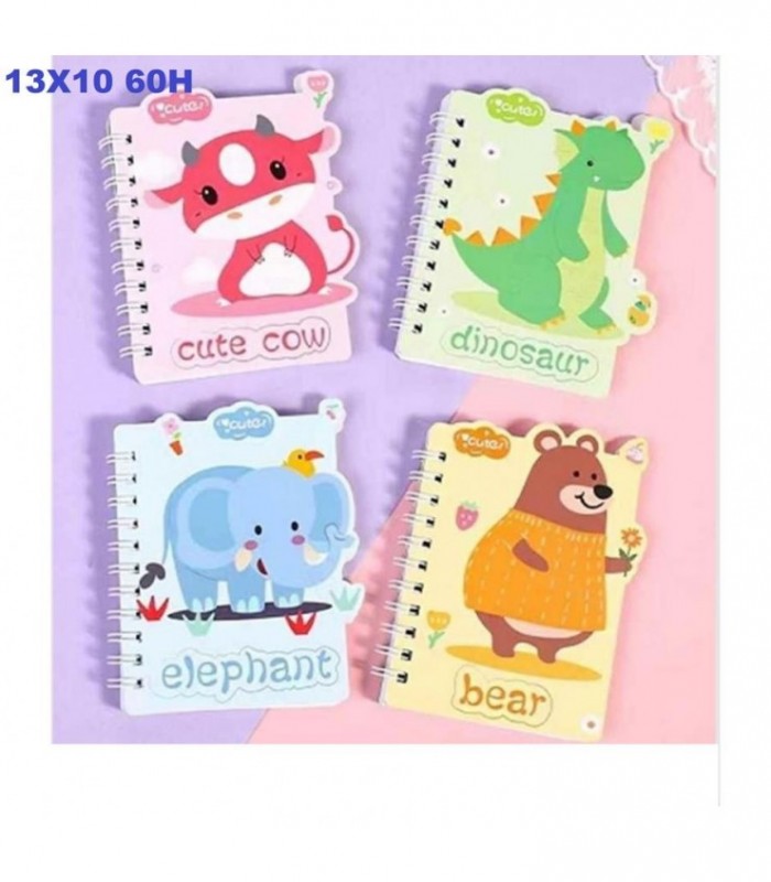 CUADERNITO MINI 60HJ 13X10 ESPIRAL ANIMALS WB-9534
