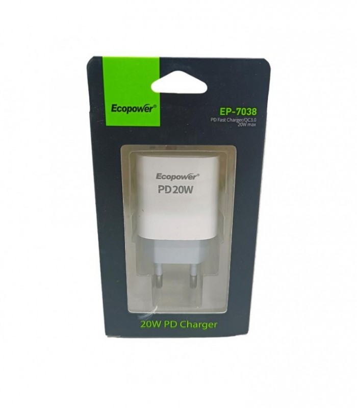 CARGADOR ECOPOWER 20W EP-7038 103116