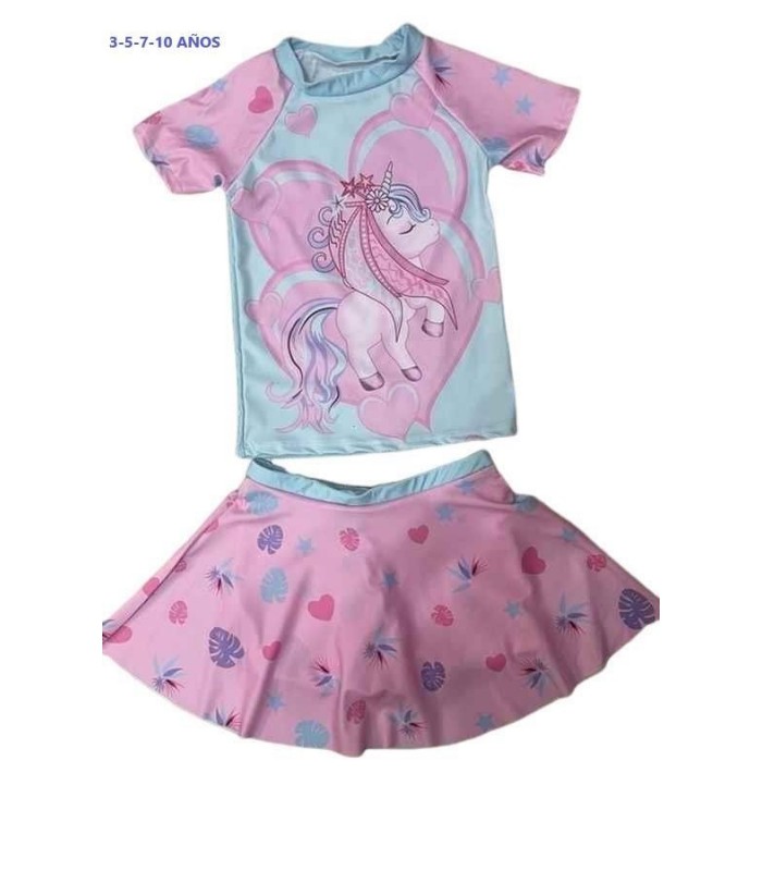CONJ.PLAYA POLLERA 2PCS UNICORNIO 3-5-7-10A 134055