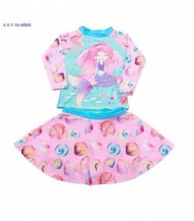 CONJ.PLAYA 2PCS POLLERA M.LARG SIREN 3-5-7-10A 134