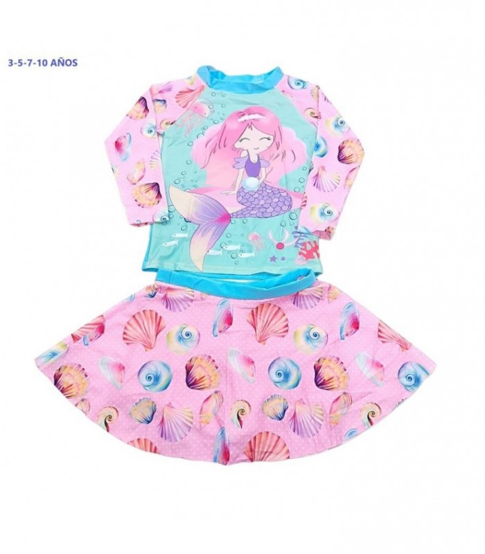 CONJ.PLAYA POLLERA 2PCS M.LARG SIREN 3-5-7-10A 134