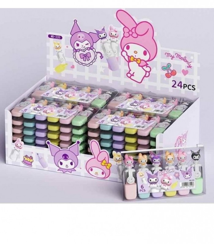 MARCADOR MINI 6PCS KUROMI-MELO-SINNA MD-220