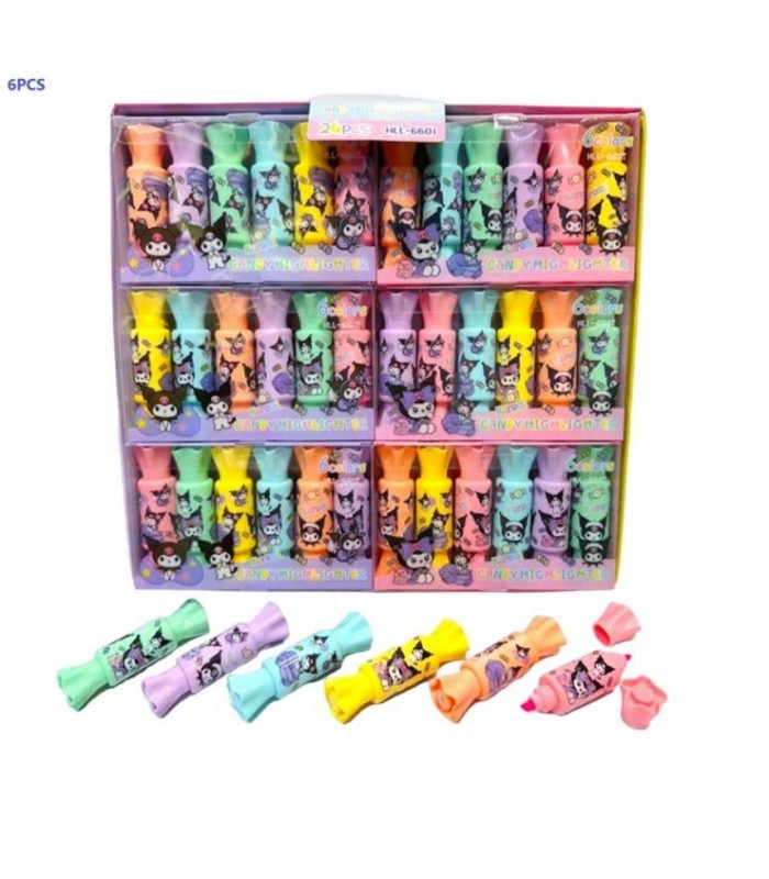 MARCADOR MINI 6PCS KUROMI CANDY HLL-6601