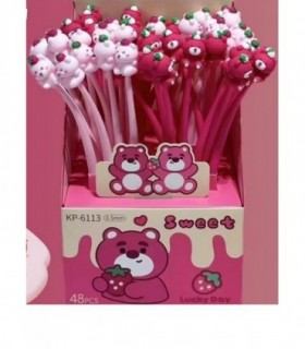 BOLIGRAFO 0.5MM 1PC OSO ROSA 2C KP-6113