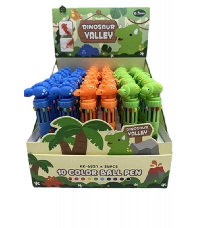 BOLIGRAFO DINO 10 COLORES KK-6857