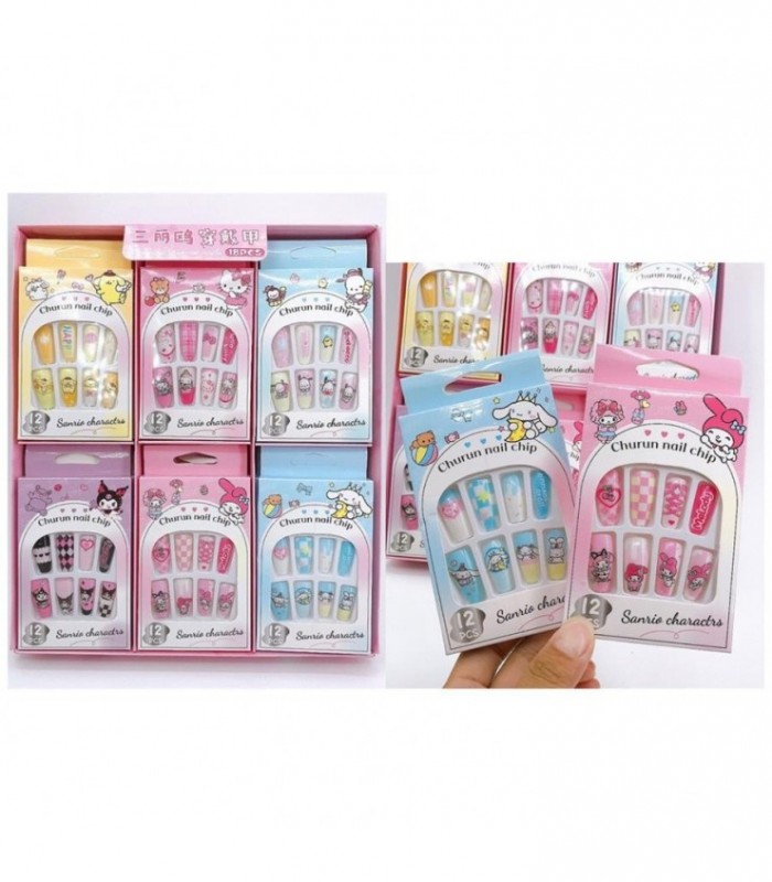 UÑA POSTISA INFANTIL LARGO 12PCS KUROMI-MELO 1973
