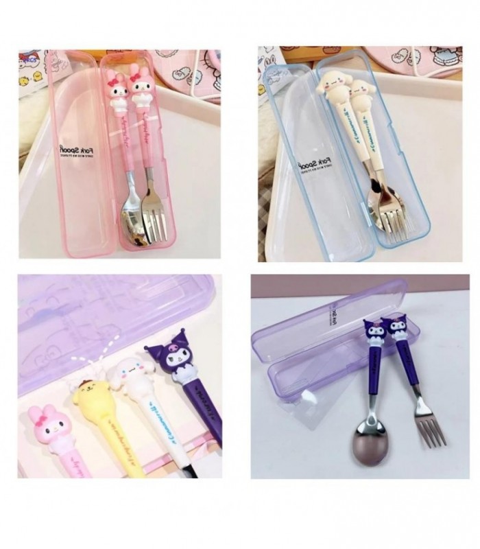 CUCHARA-TENEDOR P-BEBE 2PCS KUROMI-MELO-CINNA 1381