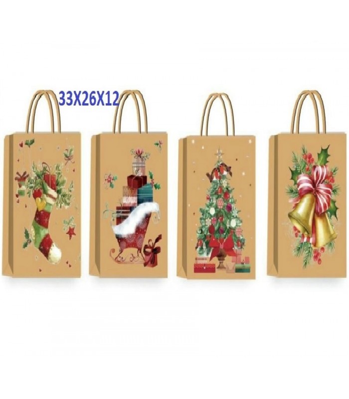 BOLSA DE REGALO NAVIDAD 33X26X12CM 4C MARR 138592