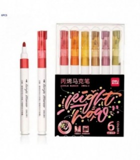 MARCADOR 6PCS DELI GRUESO GLITER HM114-C