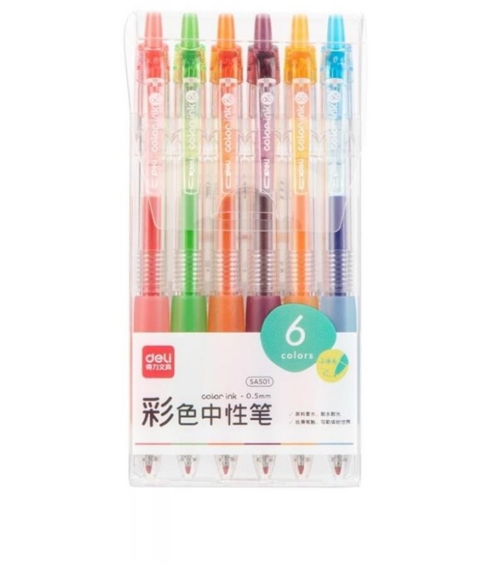 BOLIGRAFO 6 COLORES DELI 6PCS SA501