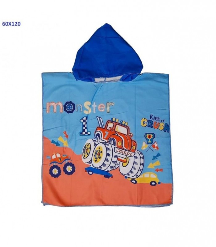 TOALLA C-CAPUZ INF.60X120CM MONSTER 139016
