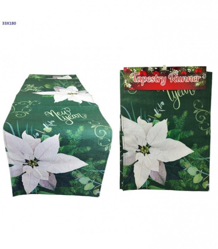 CAMINERO P-MESA 33X180CM NAVIDAD FLOR VERDE 138