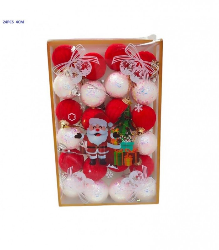 PELOTA DE NAVIDAD 4CM 24PCS ROJO-BLANC 138686