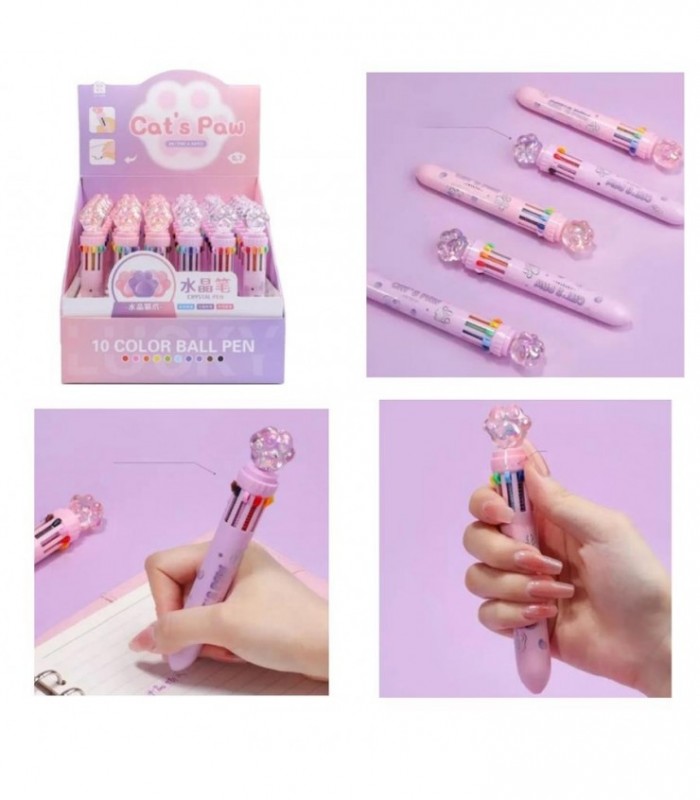 BOLIGRAFO PIECITO 10 COLOR 0.7MM CATS PAW KK-7741