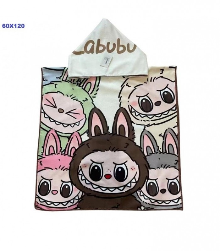 TOALLA C-CAPUZ LABUBU 60X120CM 142192