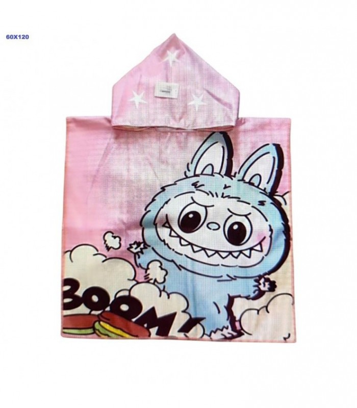 TOALLA C-CAPUZ LABUBU 60X120CM ROSA 142193
