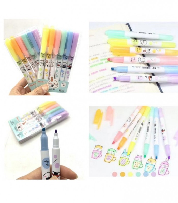 MARCADOR 6PCS PASTEL QESEFUN Q-1200