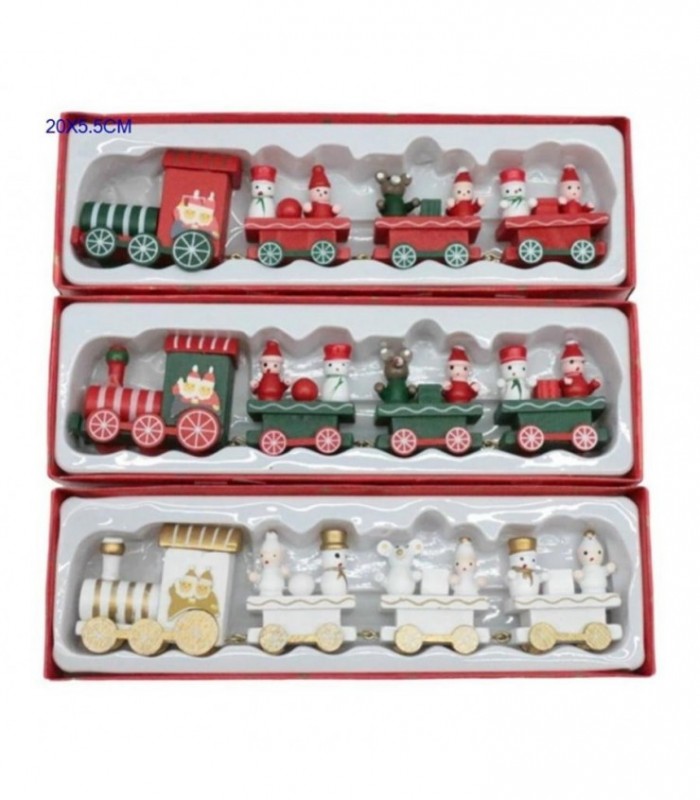 ADORNO DE NAVIDAD 20X5.5CM TREN 4PCS MADERA 141928