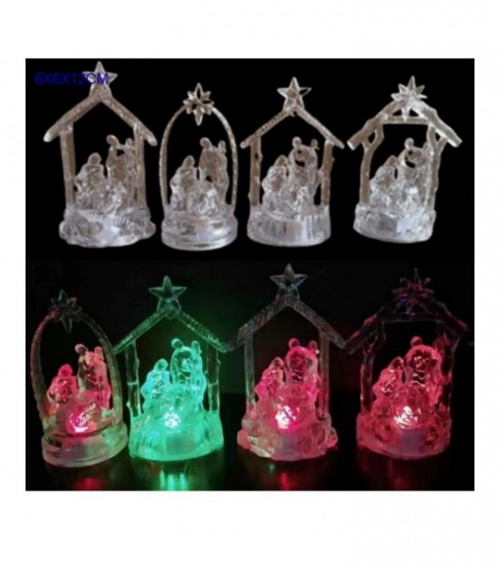 VELADOR NAVIDAD 6X6X12CM PESEBRE 4M A PILA 141992