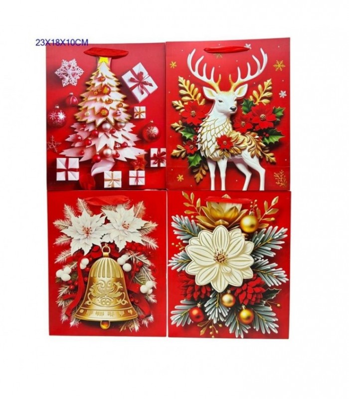 BOLSA DE REGALO NAVIDAD 18X23X10CM FD8974S