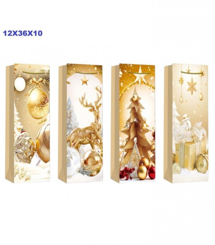 BOLSA DE REGALO NAVIDAD 12X36X10CM VINO FDC369