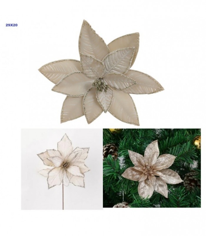 FLOR DE NAVIDAD 29X20CM CREM-C-DOR 141901