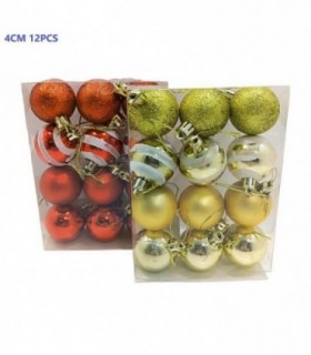 PELOTA D-NAVIDAD 12PCS 4CM DORAD-ROJO 127478