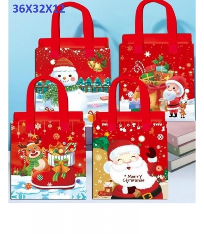 BOLSA DE REGALO NAVIDAD 36X32X12CM ROJO 138595