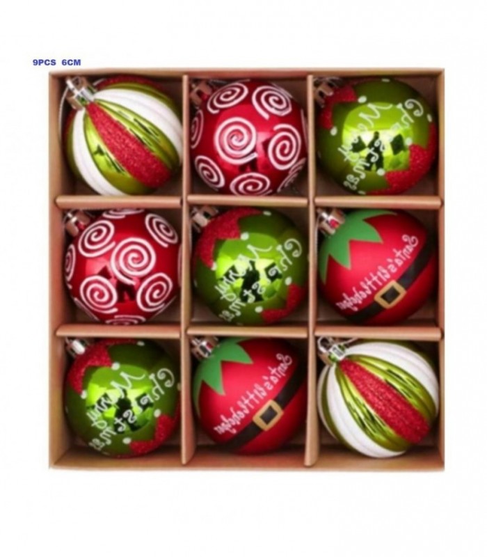 PELOTA DE NAVIDAD 6CM 9PCS C-DISE.141824