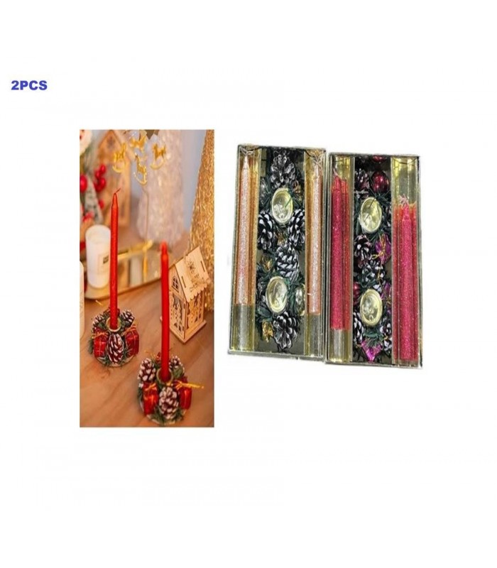 PORTA VELA C-VELA DE NAVIDAD 2PCS 141876