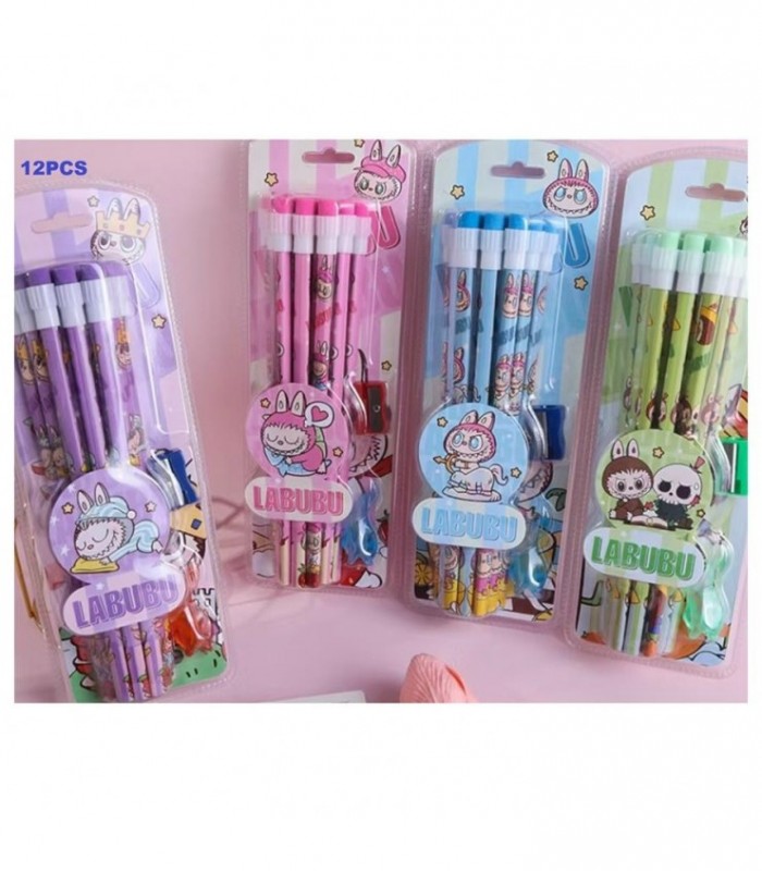LAPIZ DE PAPEL 12PCS LABUBU CART.3701