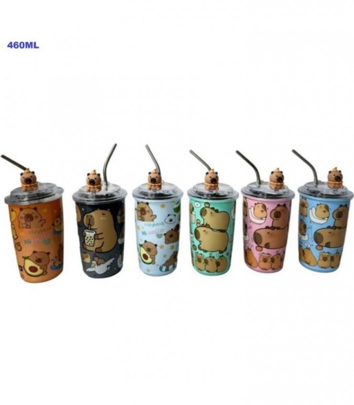 VASO TERMICO CAPYBARA 460ML C-PAJITA INOX 142210