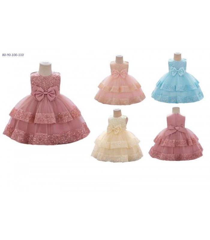 VESTIDO BEBE 80A110CM C-MOÑO LENTEJUELAS 4C 144272