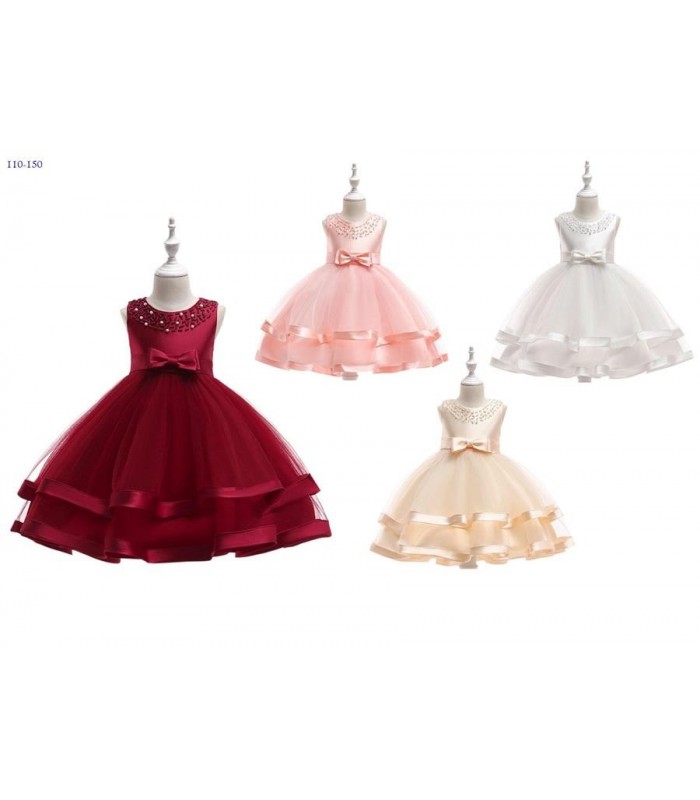 VESTIDO INF.110A150CM C-MOÑO SEDA TUL 4C 144206