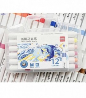 MARCADOR 12PCS DELI MALETA TRANSP.HM108-12