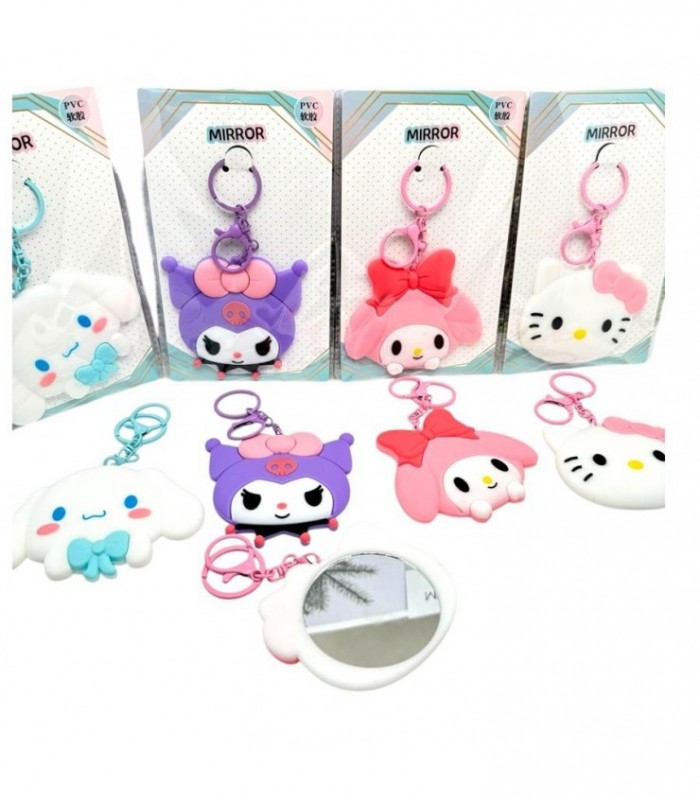 LLAVERO-ESPEJO GOMA KUROMI-MELO-CINNA-HELLO 141269