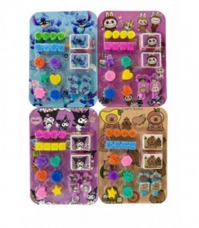SELLO KIT.16PCS KUROMI-STITCH-CAPYBARA QL-8806